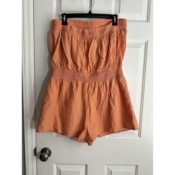 Lovers & Friends Olympia Romper in Peach Size L Vacation Cotton Beach - Picture 3 of 5